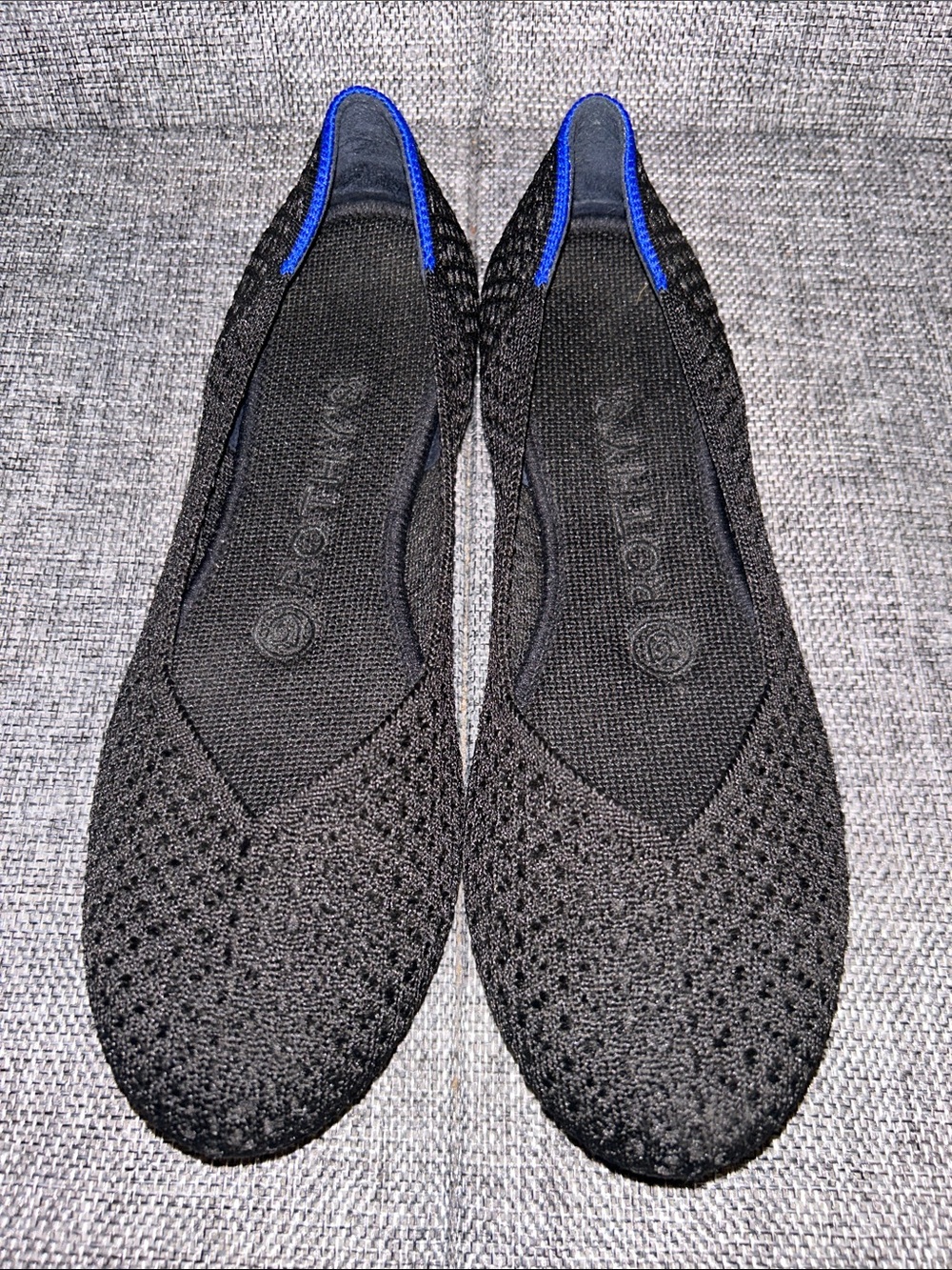 Rothy's Black Knit Slip-On Flats with Blue Accent - Picture 3 of 8